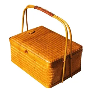 Bamboo Double-Layer Storage Basket