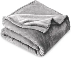 Bare Home Fleece Microplush Blanket - Extra Long - Lightweight Throw for Bed, Sofa, Couch, Movie Night, Camping, and Travel - Cabin Blanket (Twin/Twin XL, Light Grey)