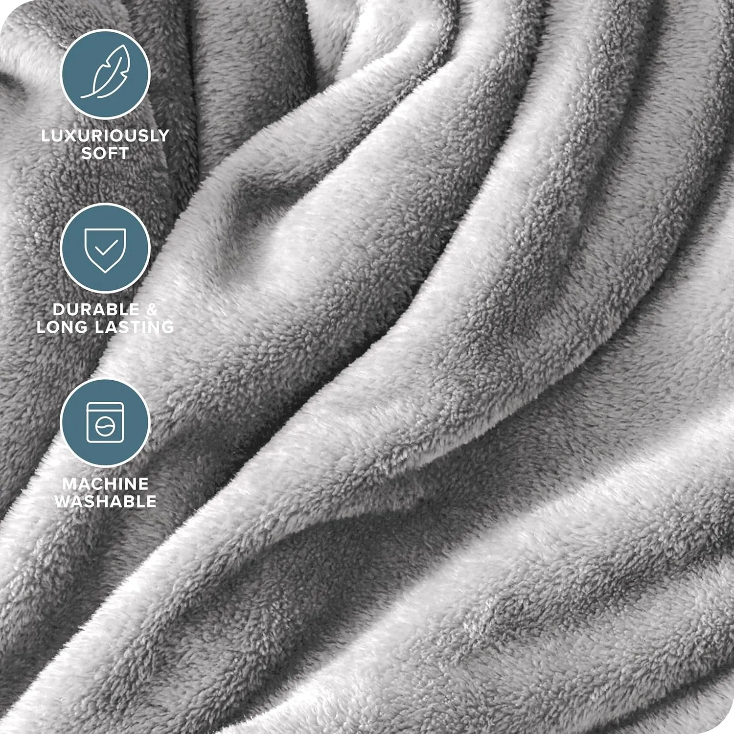 Bare Home Fleece Microplush Blanket - Extra Long - Lightweight Throw for Bed, Sofa, Couch, Movie Night, Camping, and Travel - Cabin Blanket (Twin/Twin XL, Light Grey)
