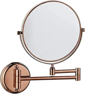 Bathroom Shaving Mirror Wall Mounted Makeup Mirror 6-Inch Two-Sided Swivel Wall Mounted Mirror Extending Folding Bathroom Shaving Cosmetic Make Up Mirror- 5X/3X Magnification ( Color : 1x/5x|rose Gold
