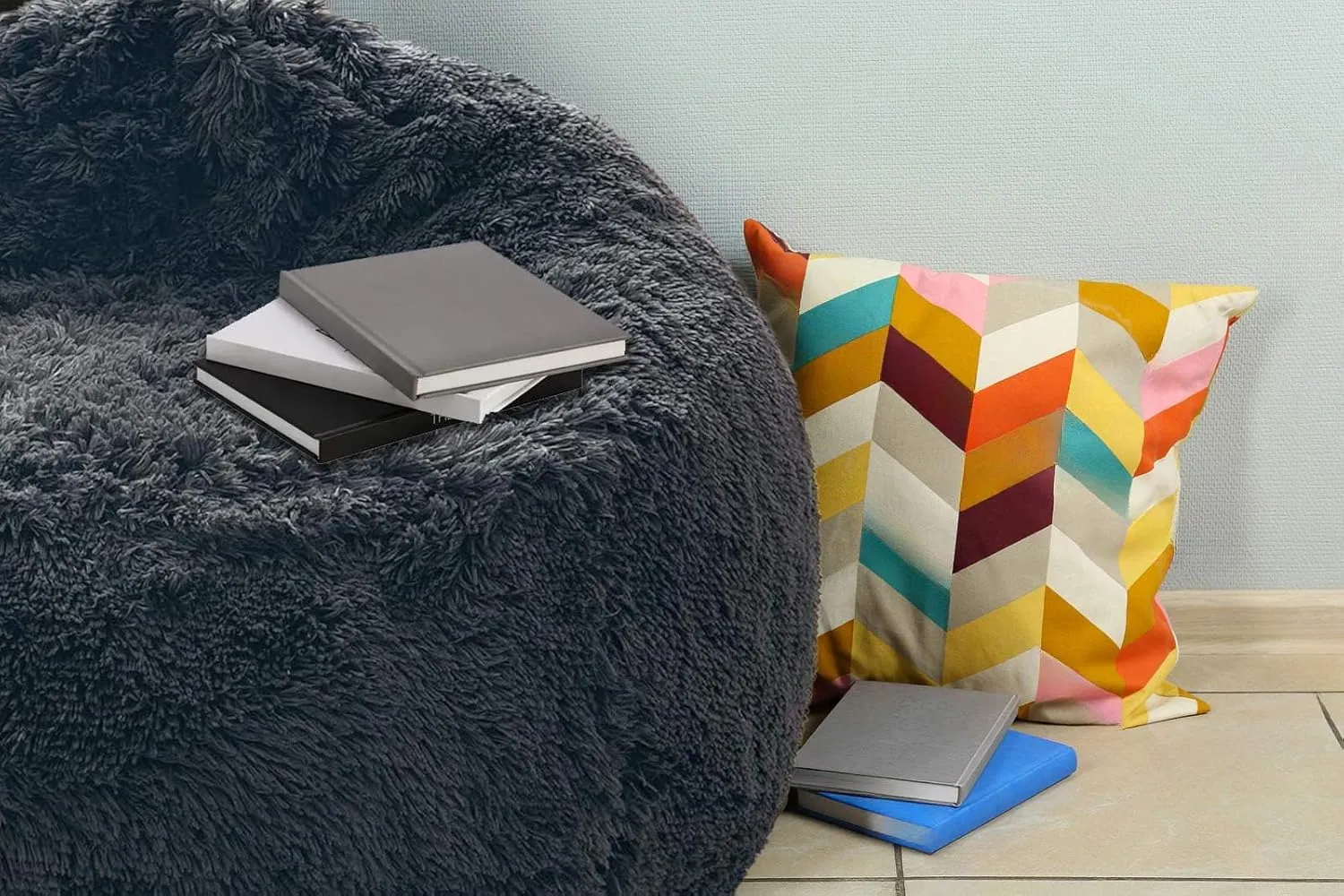 BCU Bean Bag Chairs for Kids and Adults Without Filler (Cover Only) Comfy Plush Fluffy Bean Bag Chair Cover Lazy Sofa Cover for Bedroom Living Room, Dark Grey