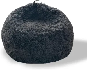 BCU Bean Bag Chairs for Kids and Adults Without Filler (Cover Only) Comfy Plush Fluffy Bean Bag Chair Cover Lazy Sofa Cover for Bedroom Living Room, Dark Grey