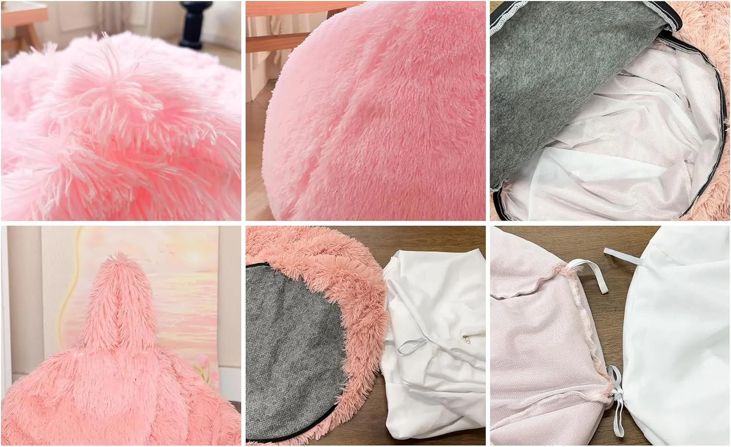 BCU Bean Bag Chairs for Kids and Adults Without Filler (Cover Only) Comfy Plush Fluffy Bean Bag Chair Cover Lazy Sofa Cover for Bedroom Living Room, Dark Grey