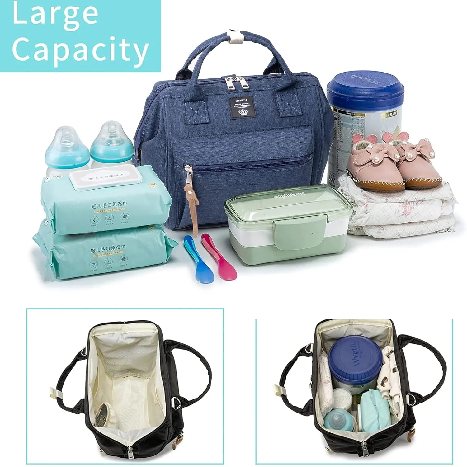 Beaulyn Small Diaper Bag Backpack, Mini Diaper Bag & Crossbody Diaper Tote Bag with Insulated Pocket