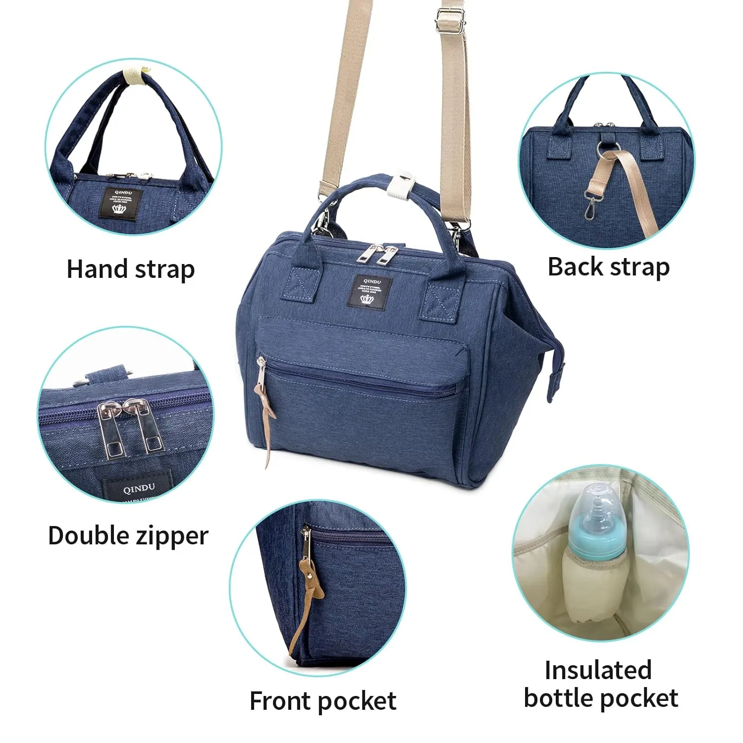 Beaulyn Small Diaper Bag Backpack, Mini Diaper Bag & Crossbody Diaper Tote Bag with Insulated Pocket