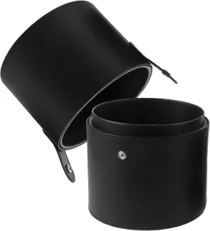 Beaupretty PU Leather Case Makeup Brush Holder with Lid Cosmetic Storage Bucket Brush Box Cup for Women Black