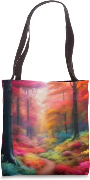 Beautiful Misty Forest Morning Landscape Scenic Design Tote Bag