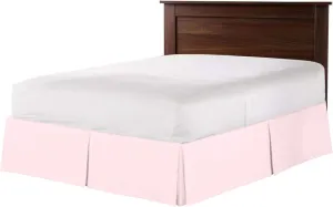 Bed Skirt - Ultra Soft Luxurious Pure Cotton 800 Thread Count Dust Ruffle - Box Pleated Bed Skirt, Hotel Quality Modern Bed Skirt, Easy Fit with 19 Inch Tailored Drop, Full, Pink