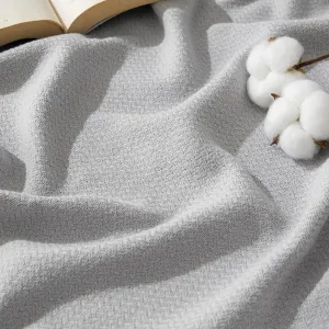 Bedsure 100% Cotton Blanket Queen Size for Bed - Breathable and Lightweight, Soft Cozy Textured Herringbone Woven Blanket for Summer, Grey, 90x90 inches