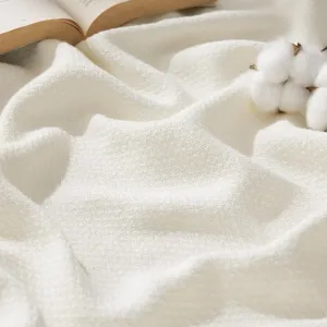 Bedsure 100% Cotton Blanket Queen Size for Bed - Breathable and Lightweight, Soft Cozy Textured Herringbone Woven Blanket for Summer Spring, Ivory, 90x90 inches