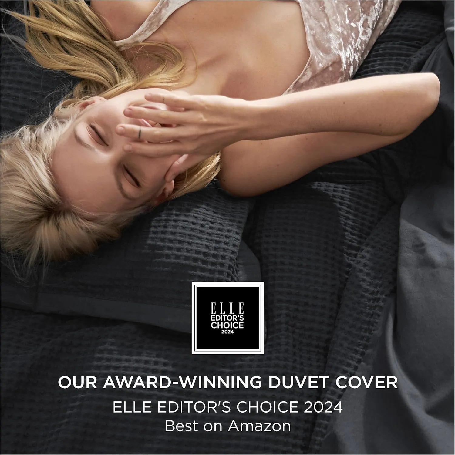 Bedsure Cotton Duvet Cover King - 100% Cotton Waffle Weave Charcoal Duvet Cover King Size, GentleSoft™ and Breathable Bedding Set for All Season, 3 Pieces, 104"x90"