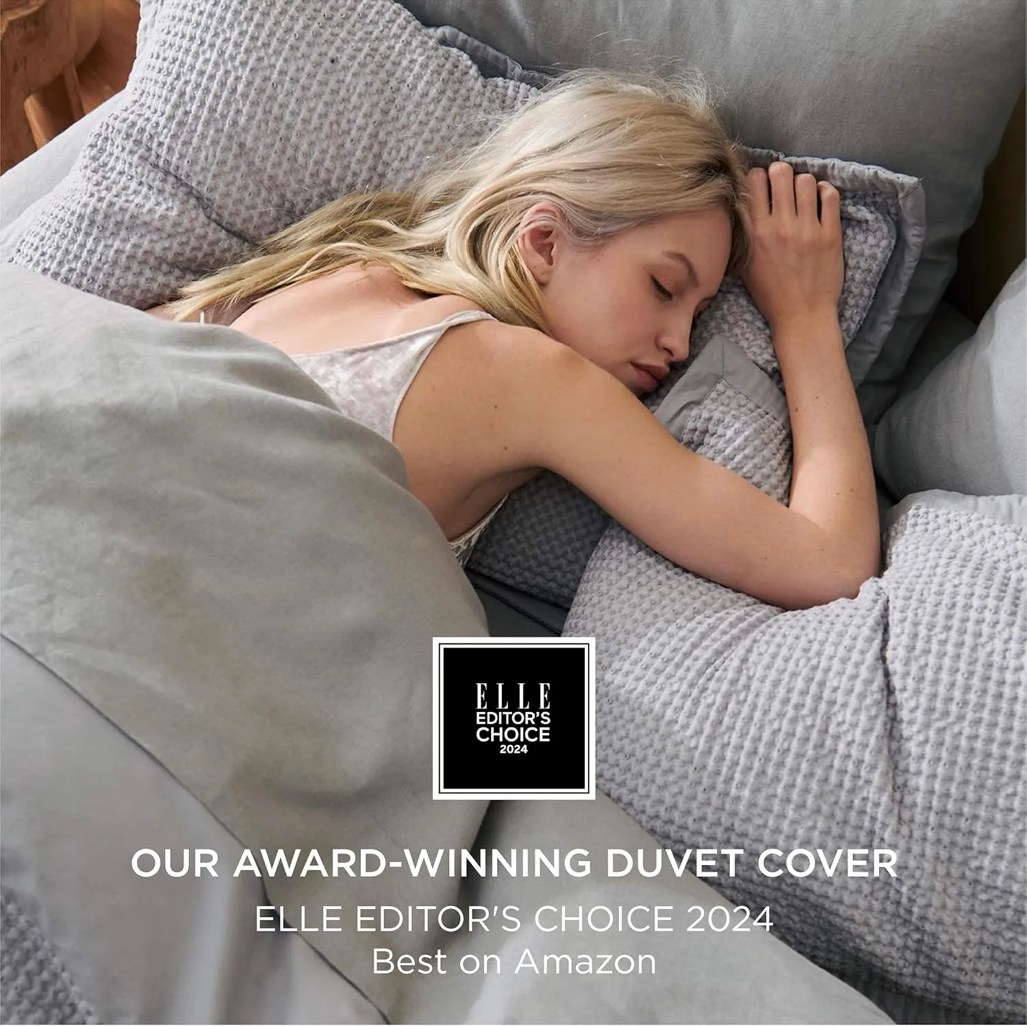 Bedsure Cotton Duvet Cover King - 100% Cotton Waffle Weave Grey Duvet Cover King Size, GentleSoft™ and Breathable Bedding Set for All Season, 3 Pieces, 104"x90"