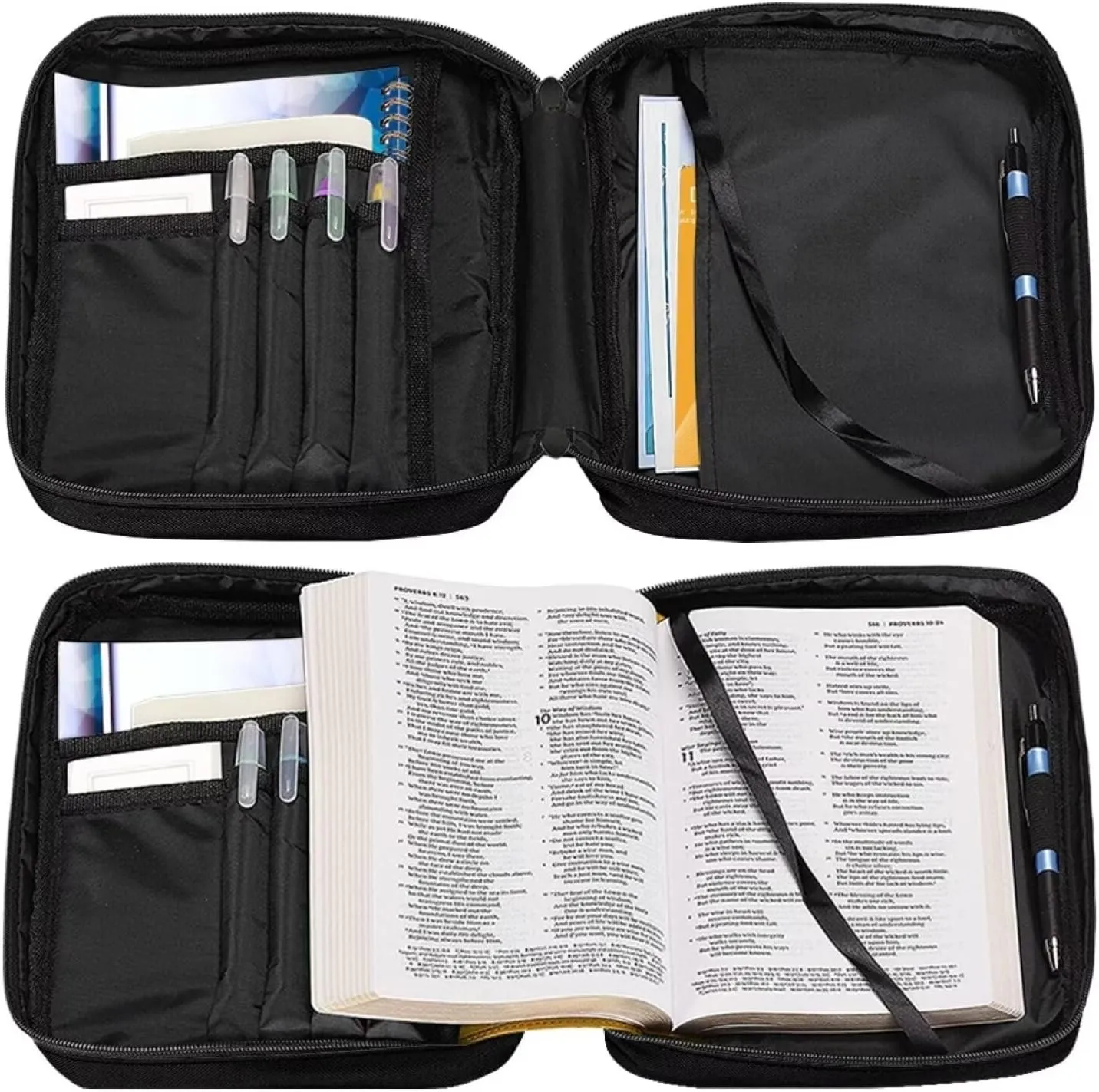 Belidome American Flag Deer Bible Cover Bag with Custom Name Book Case Portable Handle Bag for Women Men