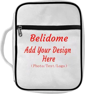 Belidome Custom Bible Covers for Women Men Personalized with Photo Name Text Print Book Carrying Case Study Journal Scripture Protector Church Library Study Tote Bag Waterproof Durable Gifts