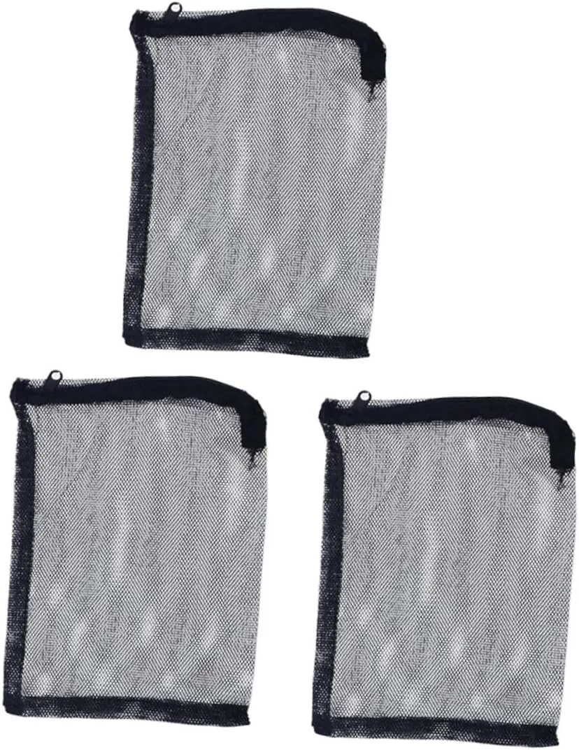 BESTonZON 12Pcs Nylon Mesh Filter Media Bag for Aquariums Garden Durable Black Zipper Closure Reusable Design Prevents Media Entry for Water Filtration
