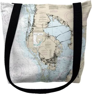 Betsy Drake TY11412M 16 x 16 in. Tampa Bay Florida Nautical Map Tote Bag - Medium