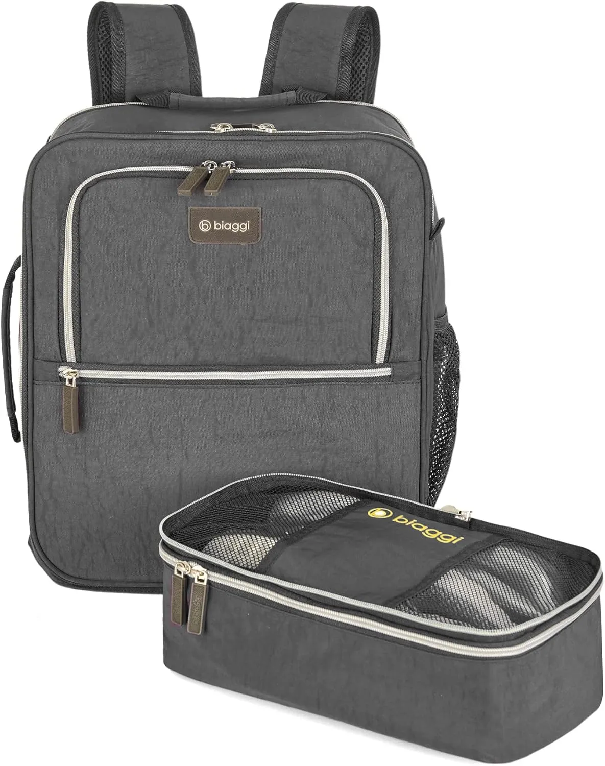 biaggi Carry Cube Backpack: TSA Approved Travel Bag with Removable Packing Cube, Lightweight & Durable for Personal Item Use (Grey)