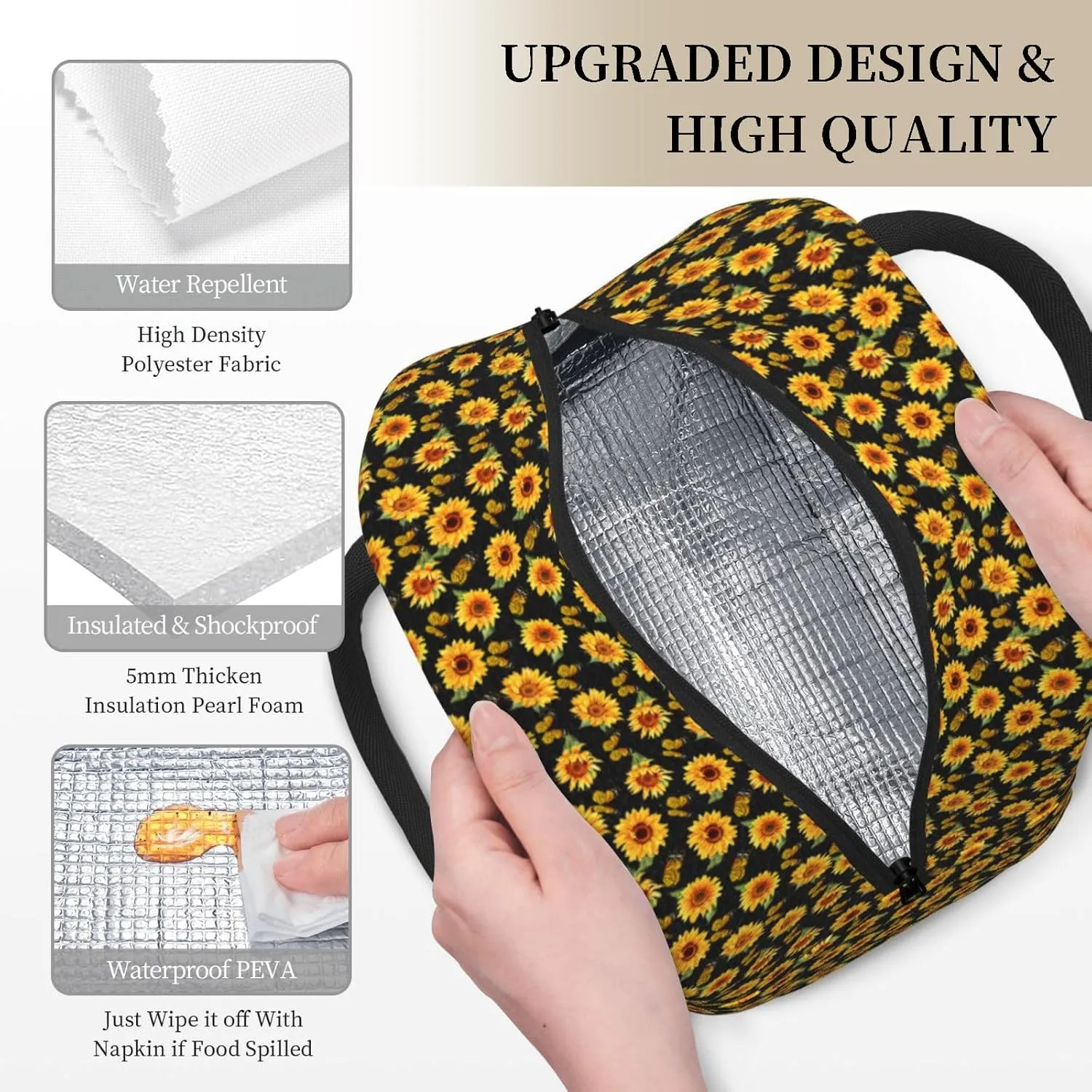 Bible Verses Lunch Box Christian Insulated Lunch Bag for Women Inspirational Scripture Cross Butterfly Sunflower Lunchbox Religious Reusable LunchTote Bag for Church Office Work Travel