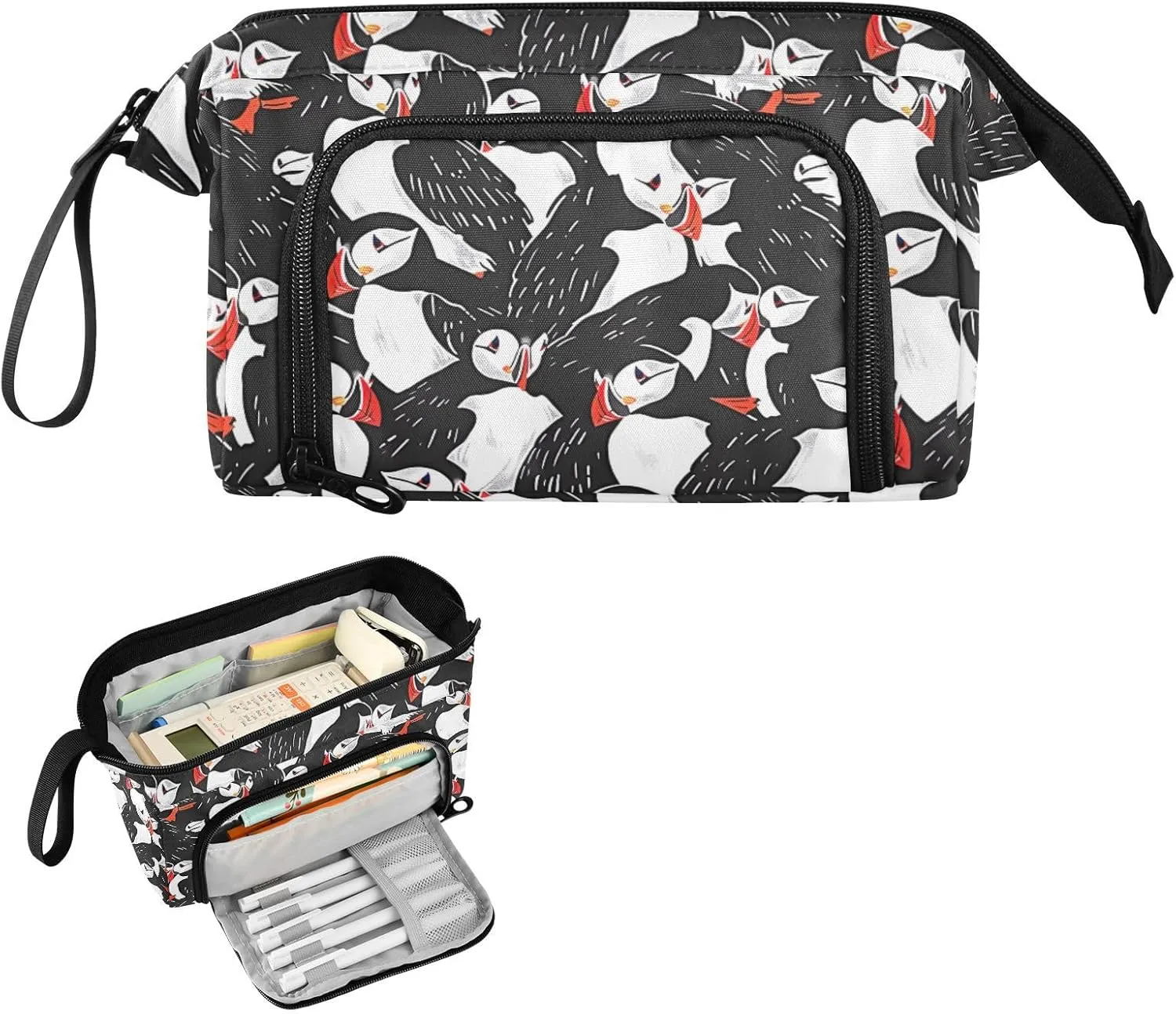 Bird Red-billed Gull Pencil Case Pouch High Capacity Pencil Bag Organizer School Supplies