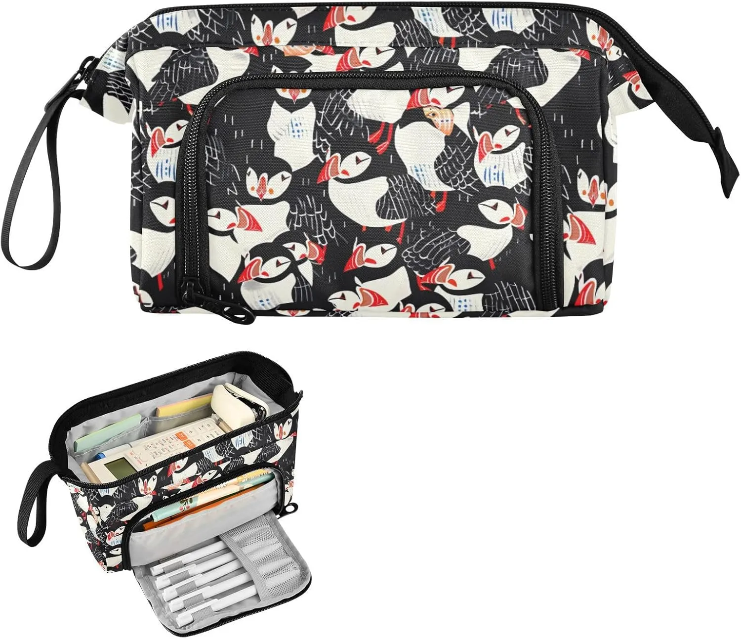 Bird Red-billed Gull Pencil Case Pouch High Capacity Pencil Bag Organizer School Supplies