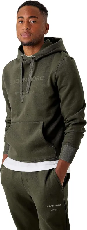 Björn Borg | Bjorn Borg Borg Hoodie, Men's Sweatshirt, Plush Fleece Pullover Hoodie (Sizes XXL) Forest Night