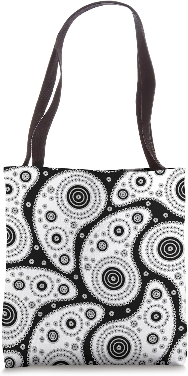 Black And White Paisley Pattern Design Tote Bag