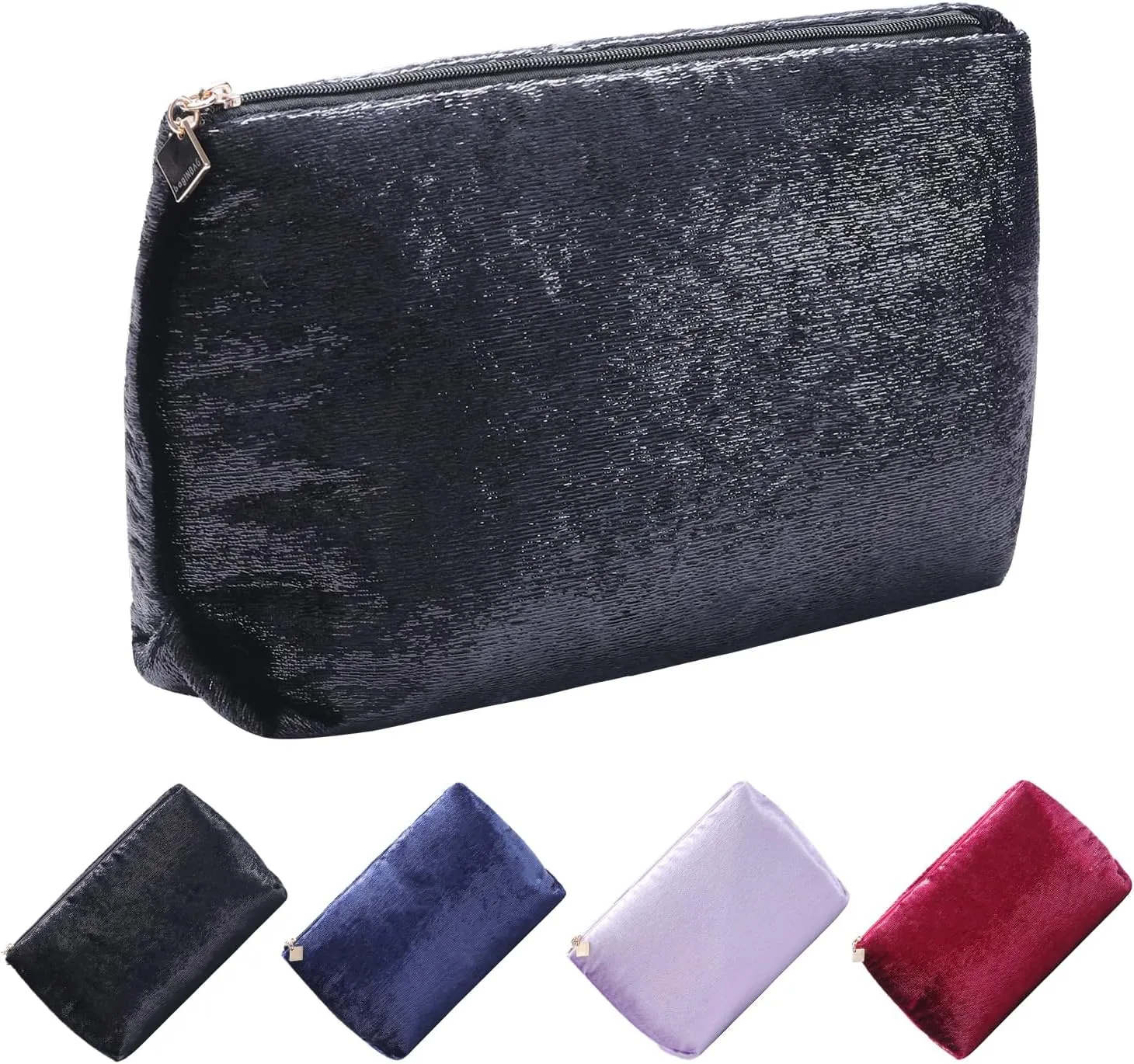 Black Makeup Organizer Bag for Purse，Cosmetic Travel Bag for Women, Make Up Pouch for Travelling