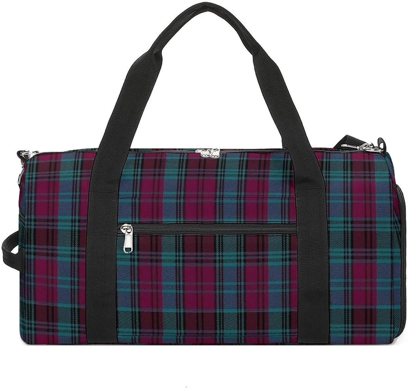 Black Watch Tartan Pattern Portable Large Capacity Fully Printed Fitness Bag Unisex