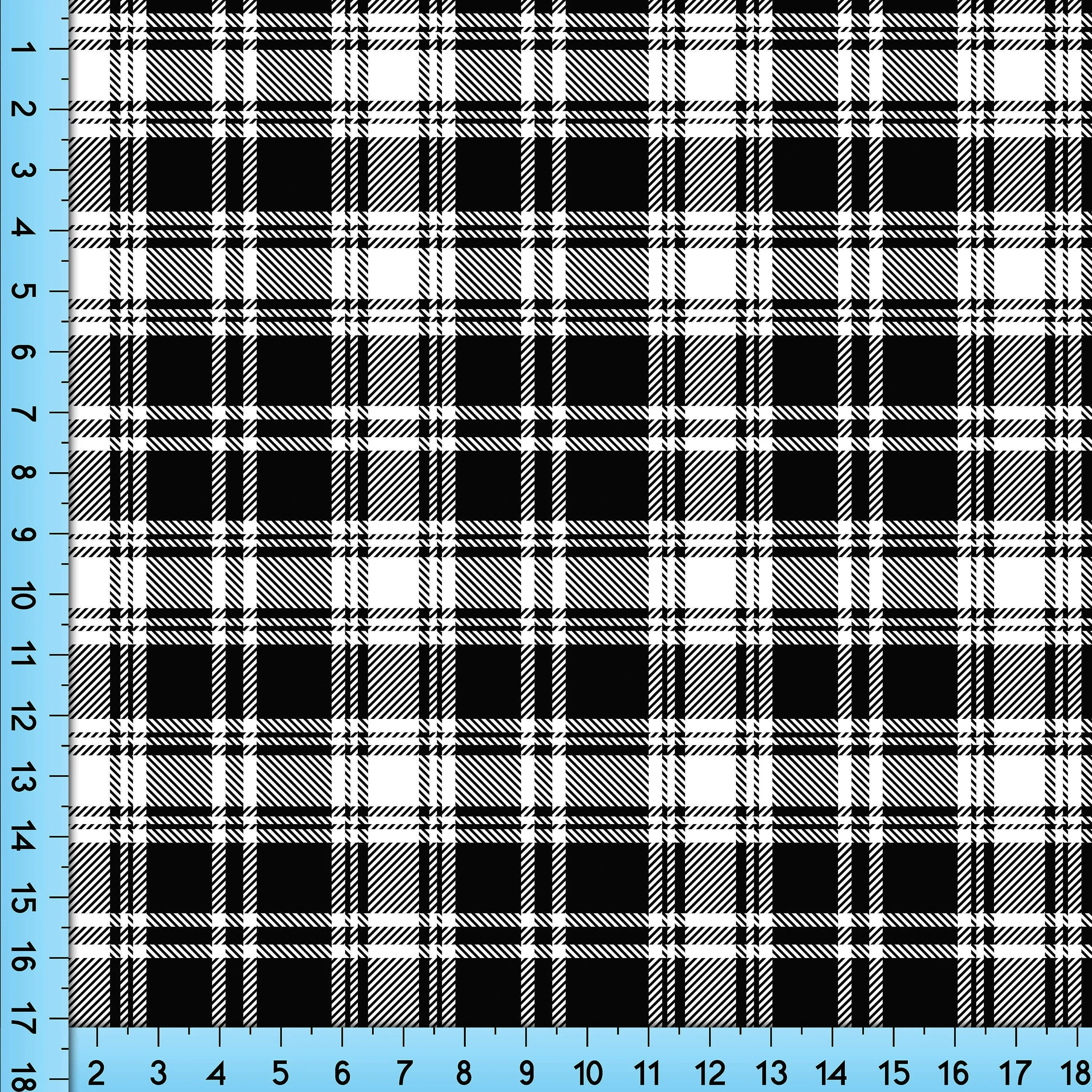 Black White Plaid Print Fabric, Checkered Tartan Lumberjack Plaid Pattern Design Fabric By The Yard