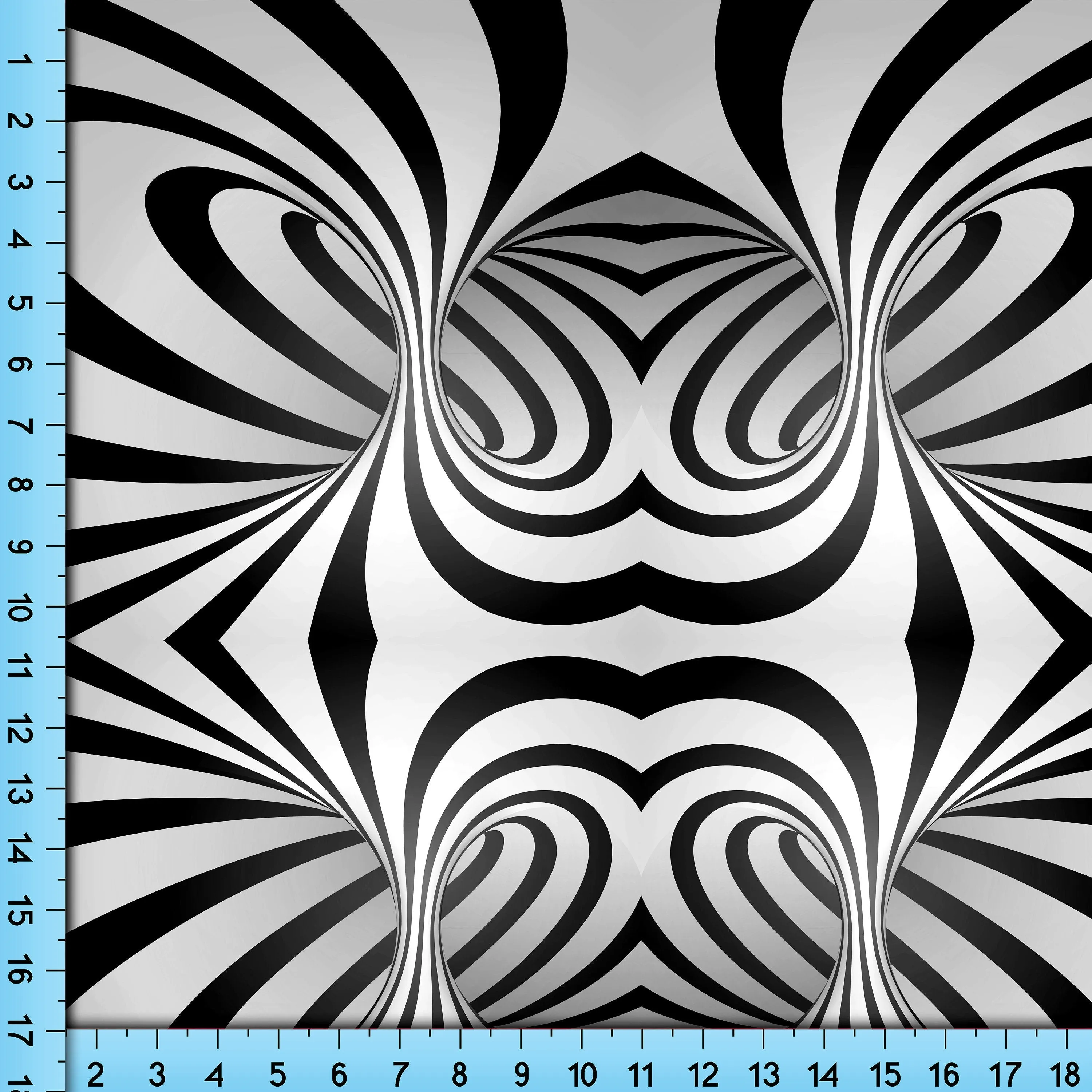 Black White Swirl Fabric Pattern, Spiral OpArt Design Printed By The Yard