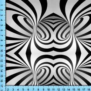 Black White Swirl Fabric Pattern, Spiral OpArt Design Printed By The Yard
