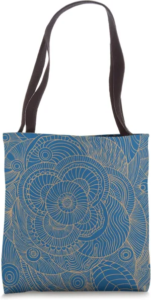 Blue Floral Pattern Design Tote Bag