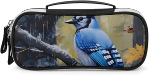 Blue Jay Pencil Bag Travel Cosmetic Makeup Pouch Portable Stationery Organizer for Women