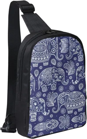 Boho Elephant Dual Pocket Chest Bag - Versatile Purse, Sling Purse - Ideal for Concerts, Sports, Travelling, & More