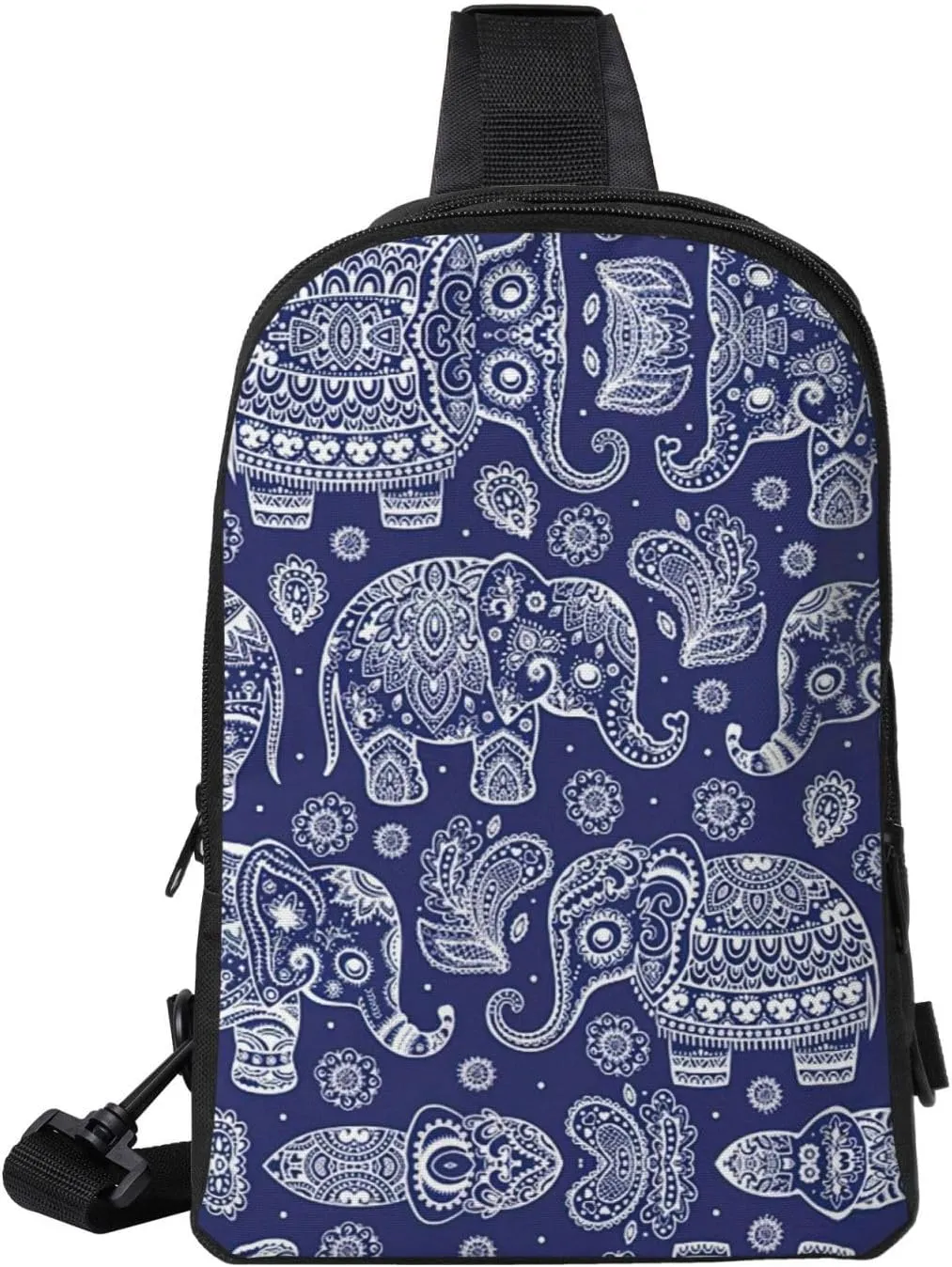 Boho Elephant Dual Pocket Chest Bag - Versatile Purse, Sling Purse - Ideal for Concerts, Sports, Travelling, & More