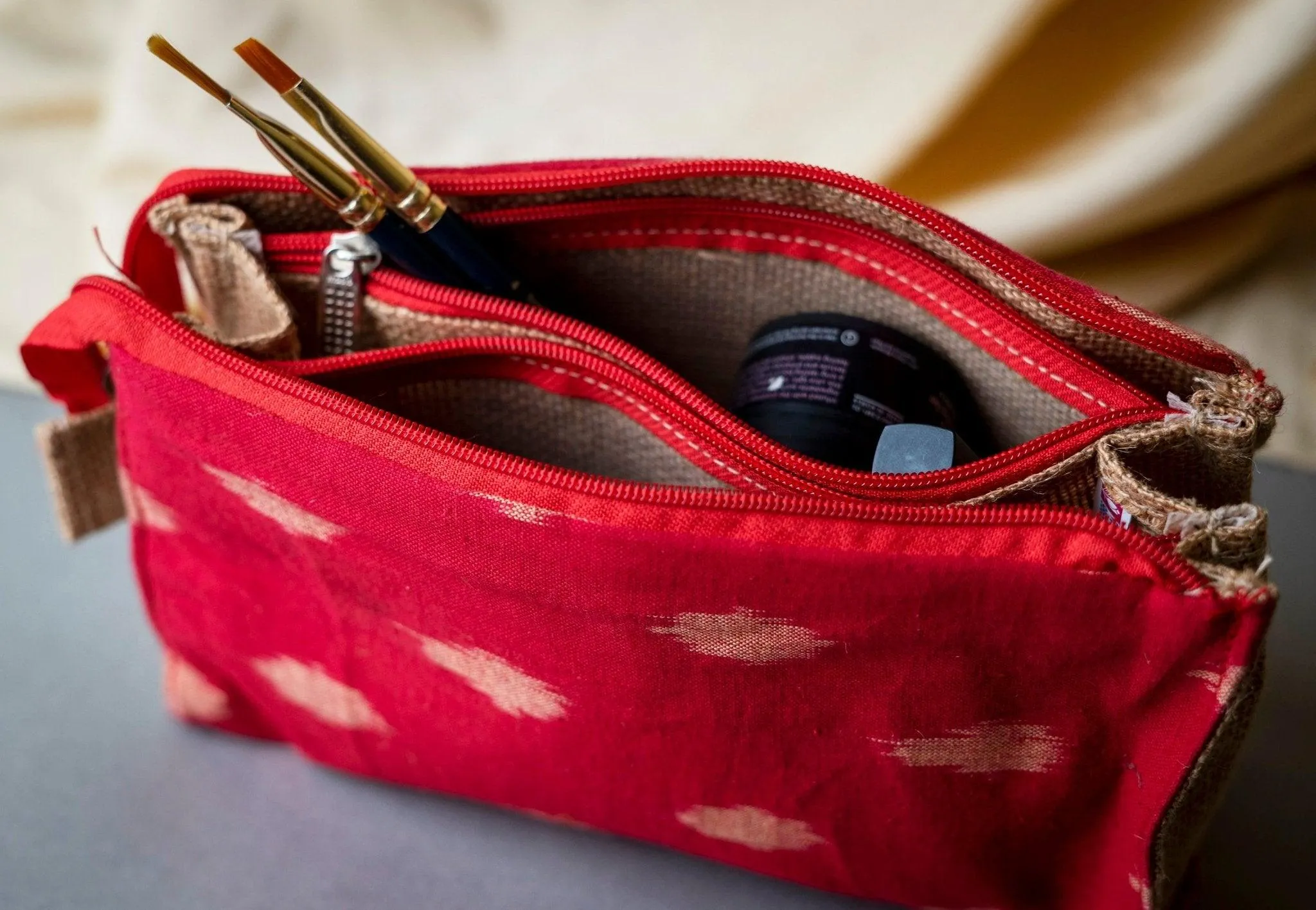 Boho Satchel Ikkat Makeup Pouch