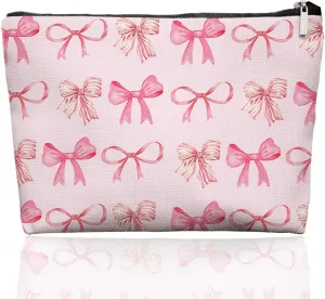 Bow Makeup Bag Make up Bag,Bow Pouch Cosmetic Bags for Women,Preppy Bow Gifts for Women Teen Girls