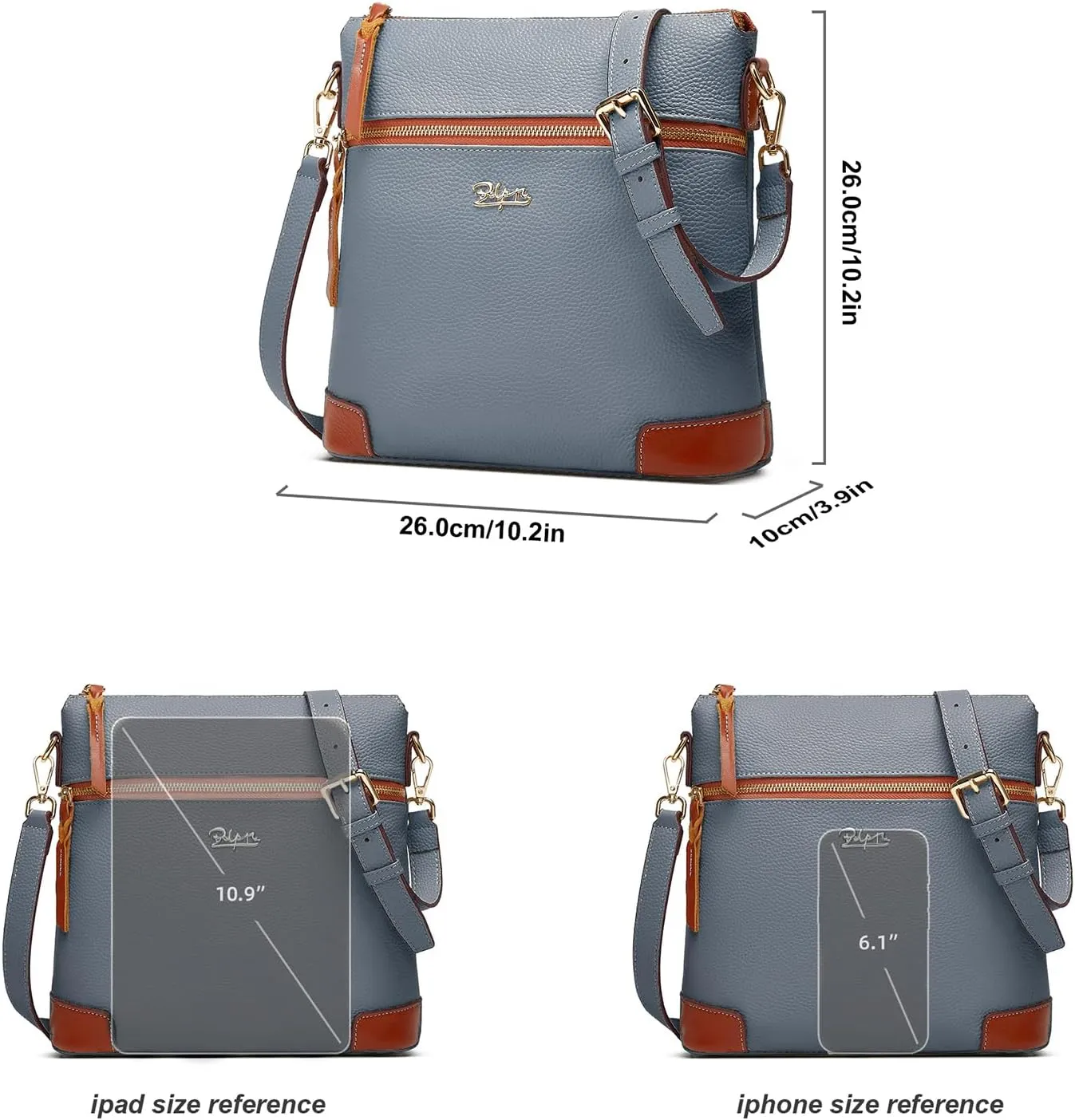 BOYATU Genuine Leather Crossbody Bag Women: Medium Leather Shoulder Purse - Trendy Handbag Travel Adjustable Strap