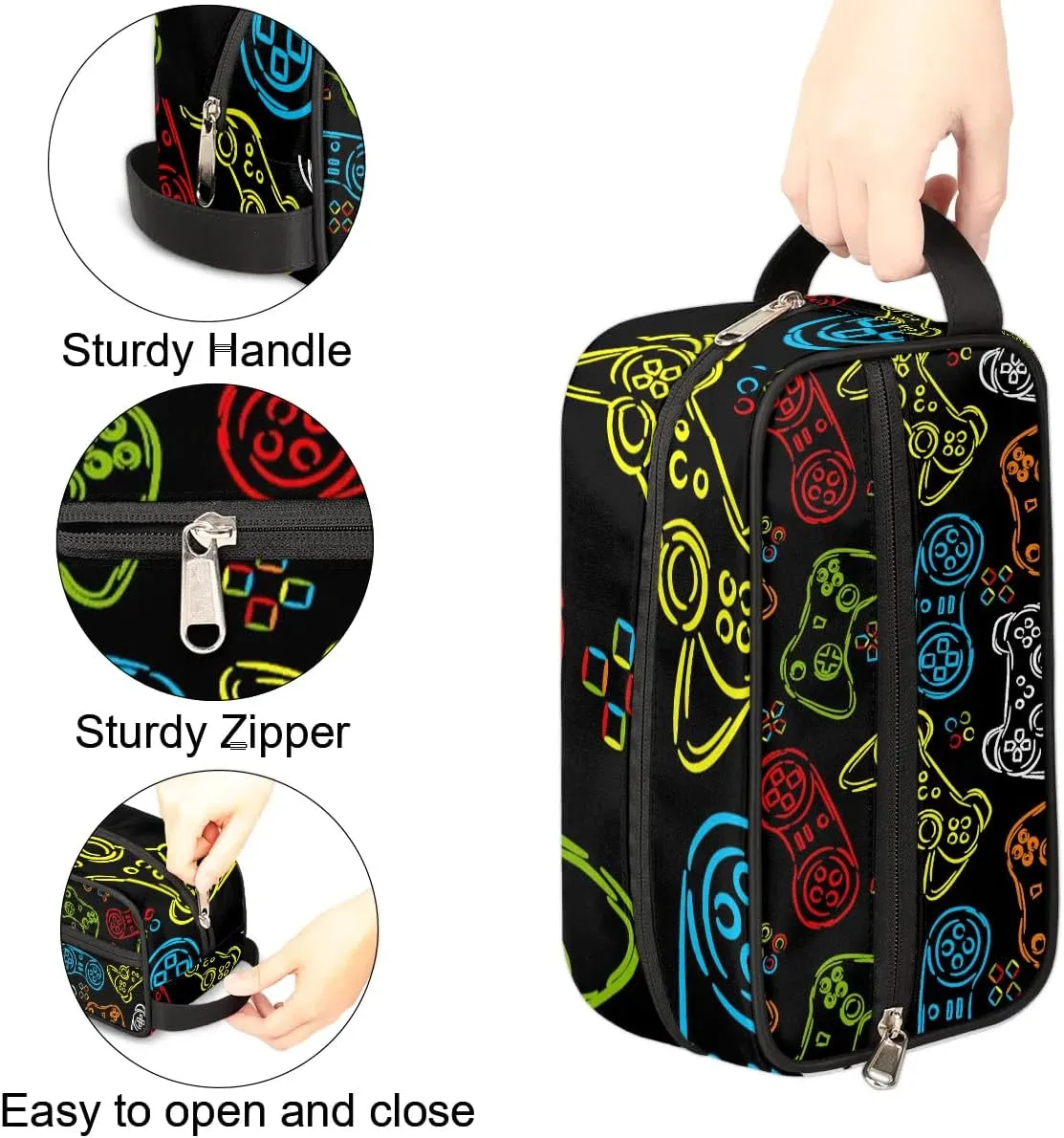 Boys Toiletry Bag for Kids Dopp Kit Game Waterproof Hanging Wash Bag Cosmetic Bag Medicine Bag for Travel Sports Shower Essential