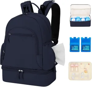 Breast Pump Backpack Fit for Spectra S1/S2 with Removable Cooler Compartment, Breast Pump Bag Fit Pump Accessories for Working & Nursing Moms, Breast Milk Cooler Bag for Travel and Family Use Blue