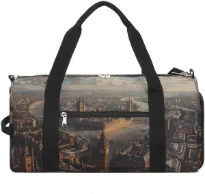 British City London Landscape Sports Gym Bag for Men Women Travel Duffel Bag with Shoulder Strap