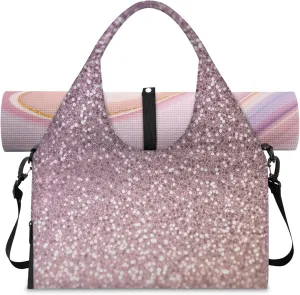 Brown Gradient Colors Gym Bag Yoga Mat Tote for Women with Shoes Compartment Lightweight Duffle Travel Carrier Wet Dry Storage Pockets Adjustable Pilates Mats Shoulder Bags for Sport Swim