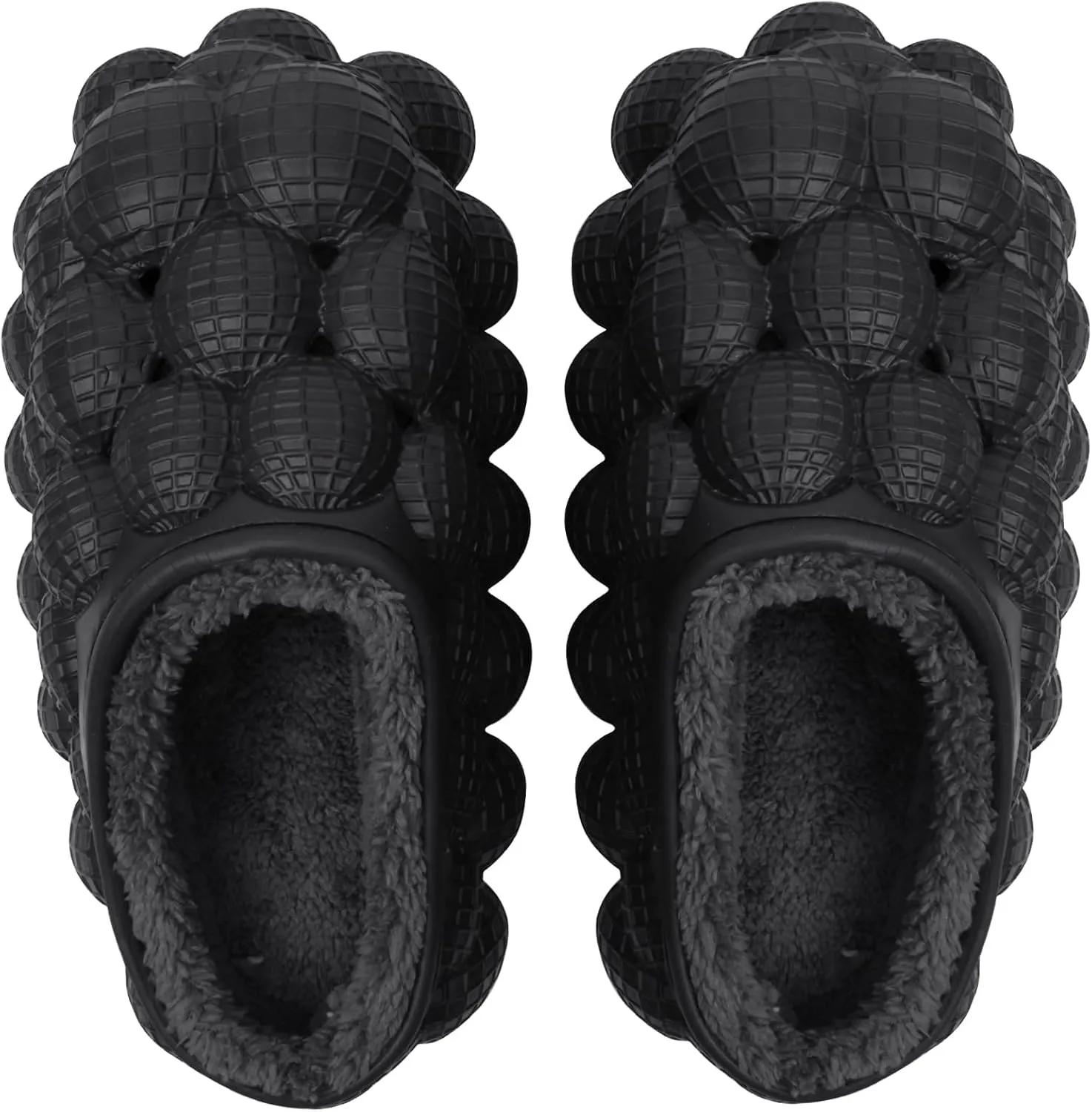 Bubble Slides with Fur for Women Men Winter Warm Fuzzy Plush Lining Thick Sole Bedroom House Slippers