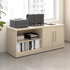Bush Business Furniture Low Storage Cabinet with Doors and Shelves, Office Storage Credenza, Commercial-Grade, Vista Collection, Modern, Beige