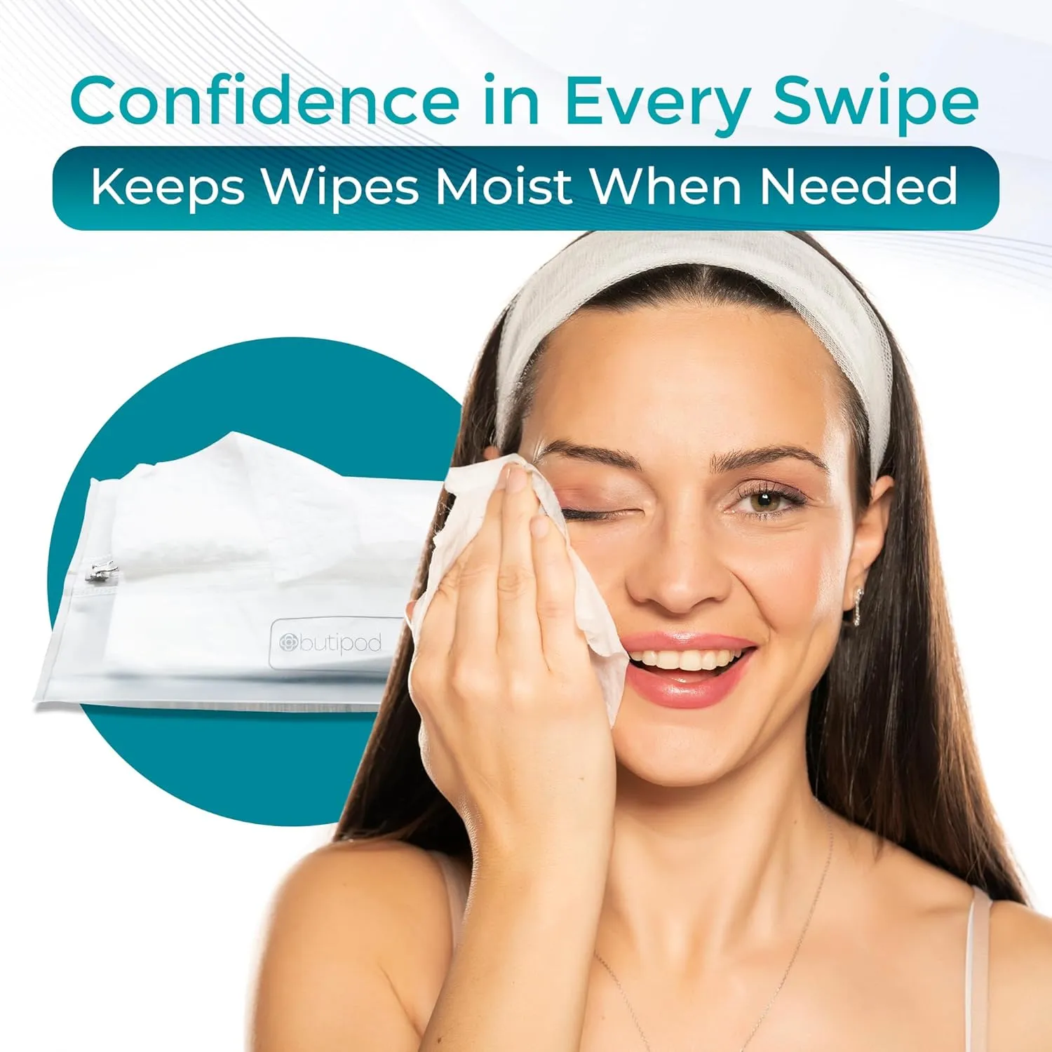 Butipods Reusable Travel Wipes Case - Portable Moisture-Retaining Pouch, Slim Holder and Convenient Container for Diaper Bag, Dispenser for Hand, Face, Makeup Removal, and Wet Wipes - Set of 2 (Clear)