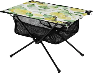 Butterflies and Lemon Portable Folding Camping Table, Compact Lightweight Beach Table with Carrying Bag for Outdoor Picnics, BBQs, Camp