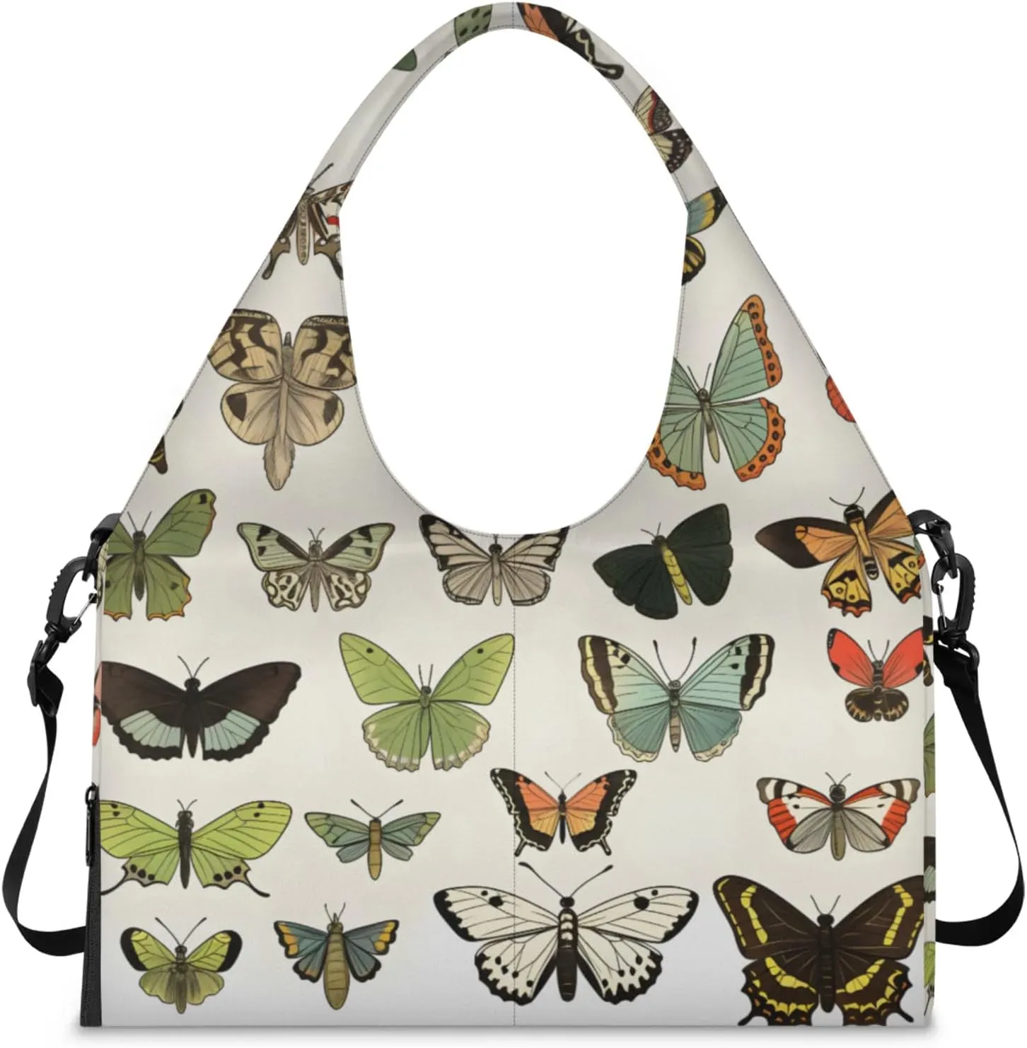 Butterflies Pattern Gym Bag Yoga Mat Tote for Women with Shoes Compartment Lightweight Duffle Travel Carrier Wet Dry Storage Pockets Adjustable Pilates Mats Shoulder Bags for Sport Swim