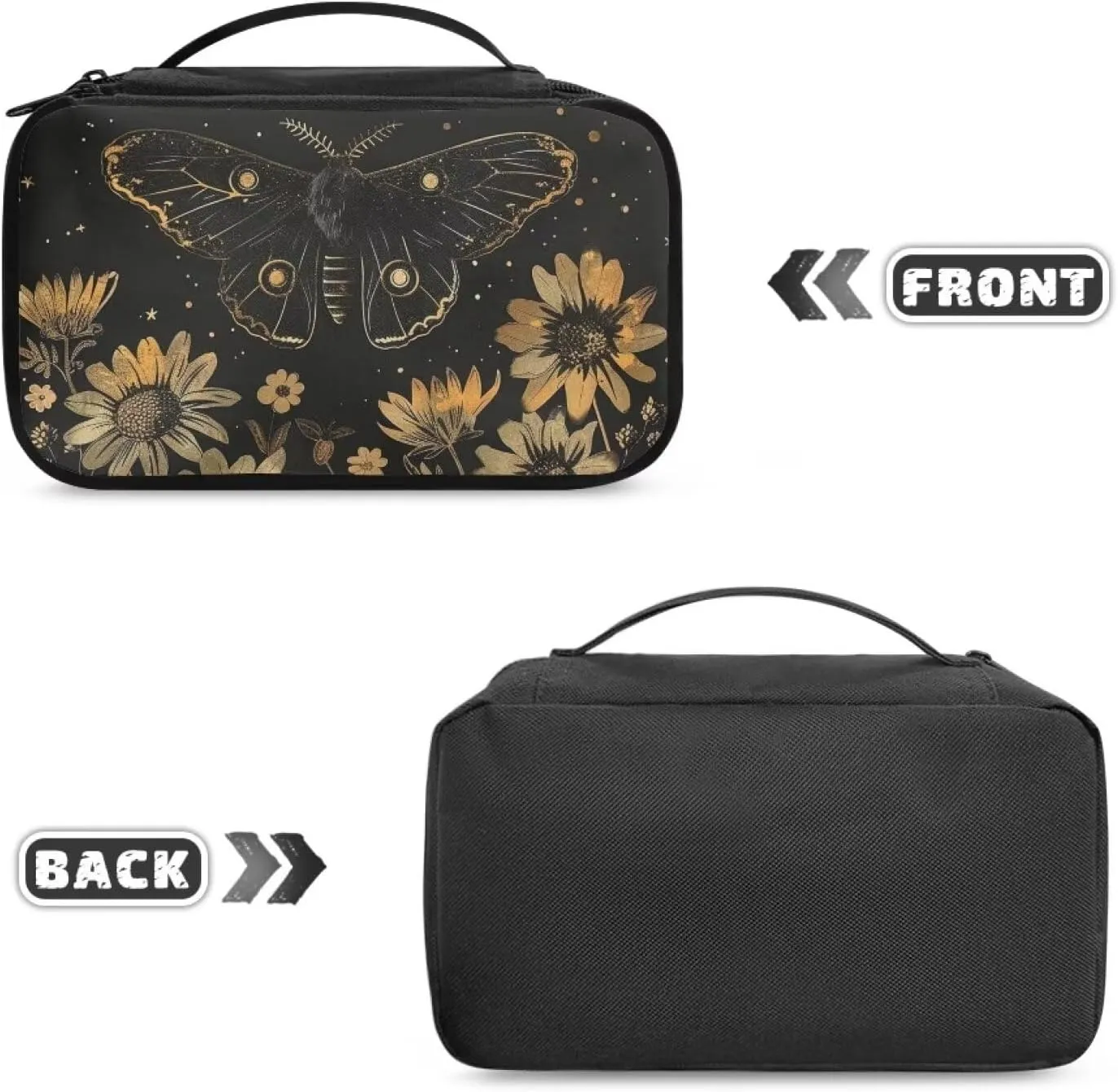 Butterfly Cosmetic Bag Daisy Make Up Bags Travel Makeup Bag with Brush Slots Travel Toiletry Bag with Top Handle Cute Cosmetic Case for Teen Girls for Skin Care, Foundation, Eyeshadow