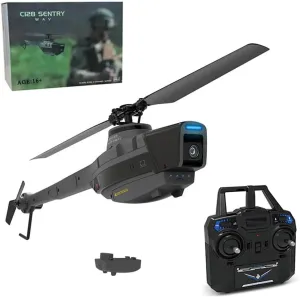 C128 RC Helicopter with Camera, 4CH Single-Rotor Brushless Aircraft 2.4G Scout Drone Helicopter Without Aileron, Optical Flow Positioning (RTF Version)
