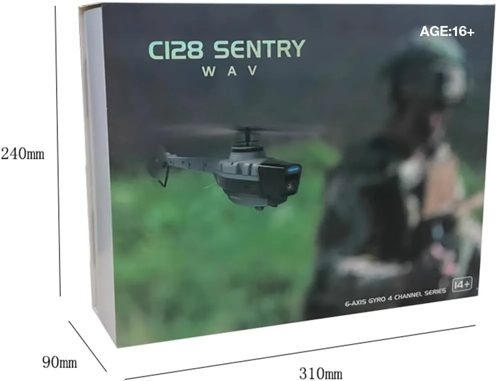 C128 RC Helicopter with Camera, 4CH Single-Rotor Brushless Aircraft 2.4G Scout Drone Helicopter Without Aileron, Optical Flow Positioning (RTF Version)